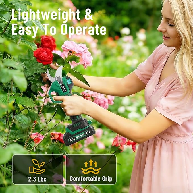 2.5“/64mm Electric Pruning Shears, Upgraded Cordless Electric Scissors, with Brushless Motor | Dual 2.0Ah Battery | Sk7 Blade | LCD Display for Heavy-Duty Garden, Orchard & Branch Cutter