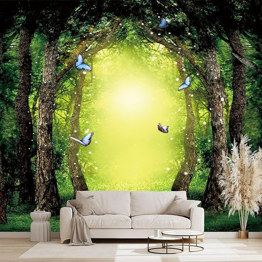 Classy Dream Butterfly Forest Tree Wallpaper