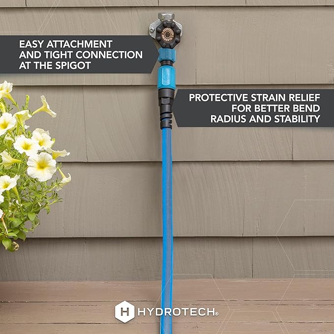 HydroTech FlatJacket 5/8" 25 ft Garden Hose with Patented Force Control Technology- Flexible, Kink-Free, Lightweight Hose for Lawn, Garden, Car Washing, Deck and Patio Cleaning
