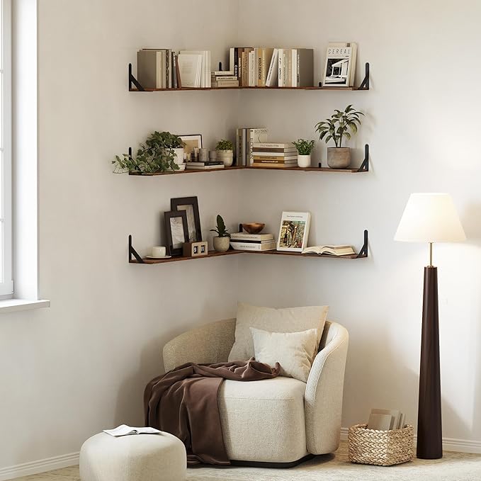 WOPITUES Floating Shelves for Wall 40″W x 8″D, Long Wall Mounted Shelves Set of