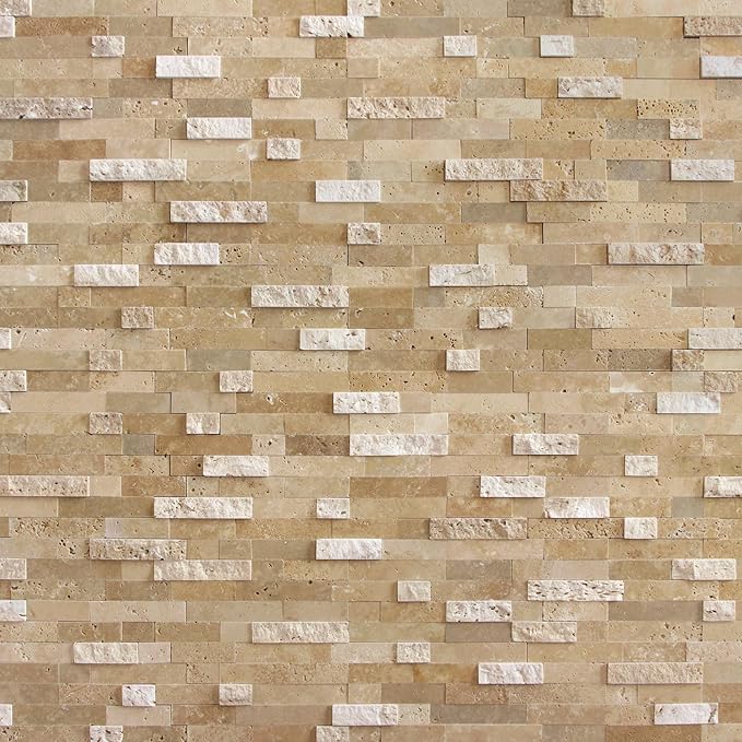 SUNWINGS 5-Sheet Peel and Stick Mosaic Natural 3D Stone Self Adhesive Marble
