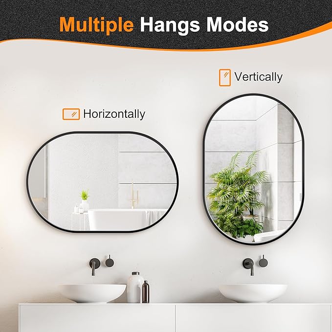 Bathroom Mirror for Wall, Metal Framed Vanity Mirror