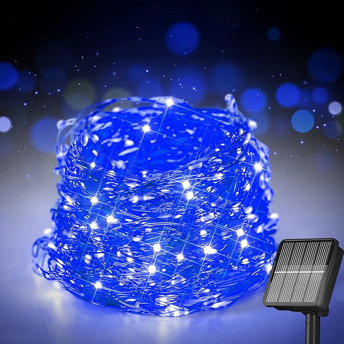 Selarlyt Solar String Lights for Outside, 72Ft 200 LED Solar Fairy Lights with 8 Modes, Solar Powered Fairy Lights Waterproof for Christmas Tree Garden Party Wedding Decor.ï¼Blueï¼