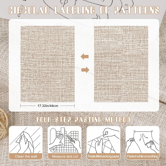 Amiya Grasscloth Khaki Wallpaper Peel and Stick Tan Faux Fabric Linen Contact