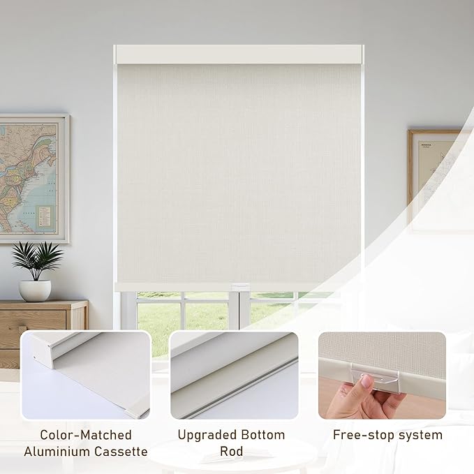 AOSKY Linen Roller Blinds Shades