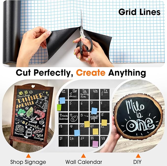 Chalkboard Wallpaper Peel and Stick, 35.4"x118.1" Blackboard Contact Paper Self