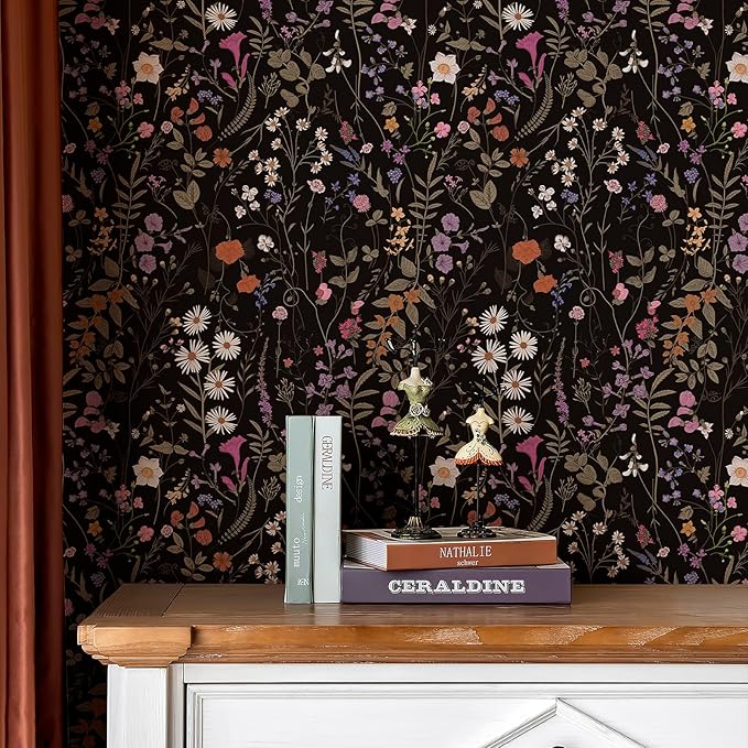 JiffDiff Floral Wallpaper Peel and Stick- 1181" x 17.3" Farm Wildwood Self
