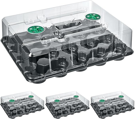 homenote 3 Inch Seed Starting Trays with Humidity Domes for Plants, 4 Pack 20-Cell Seedling Starter Trays, Plant Starter Germination Trays for Pots Seedlings for Indoor,3" Opening Compatible Pots