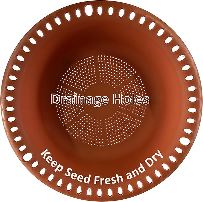 Large Hanging Bird Feeder Tray 14 inch with Drainage Holes Fit Most Seed, Bird-Feeder Hanging for Garden Yard Outside, Terracotta