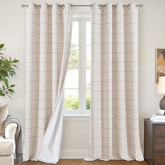 Lajode Plaid Patterned Curtains Thermal Insulated