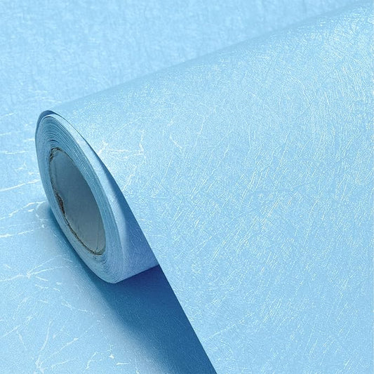 Cohoo Home Blue Peel and Stick Wallpaper Silk Solid Light Blue Contact Paper