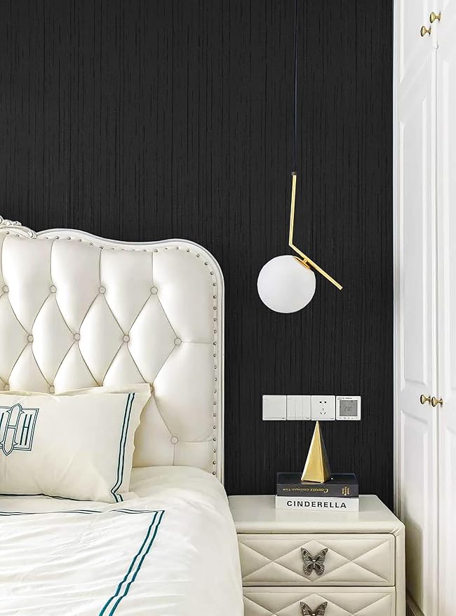 Dviolet Black Grasscloth Textured Fabric Contact Paper