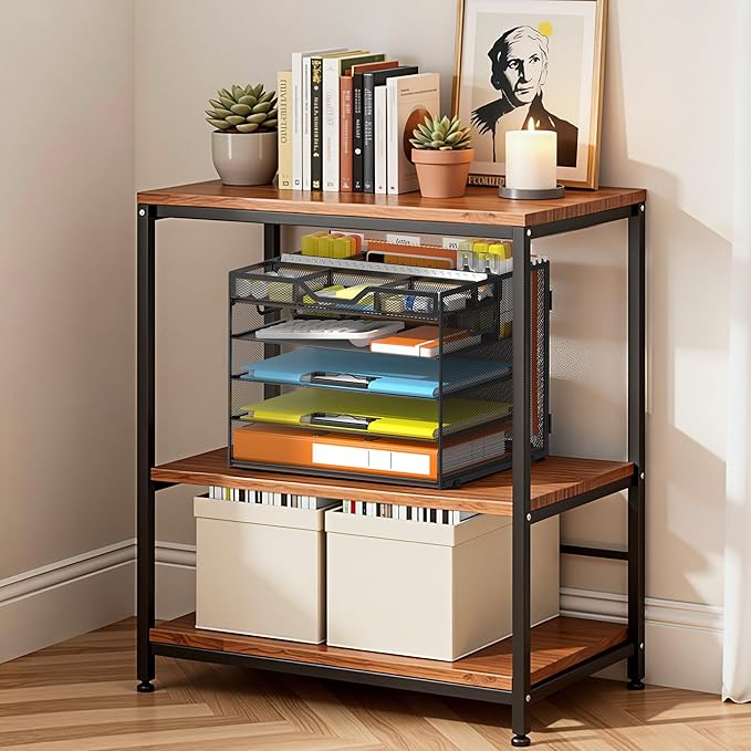 Docnest 5 Tier Letter Tray with Hanging File Organizer-Mesh Desk Organizer-Desktop Storage Box Built in Pen Holder and Handles, File Folder Holder for Mail Documents Office Supplies-Black