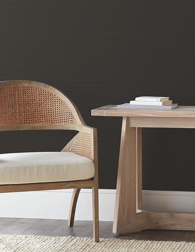 York Wallcoverings Natural Sisal Black Peel and Stick Grasscloth Wallpaper