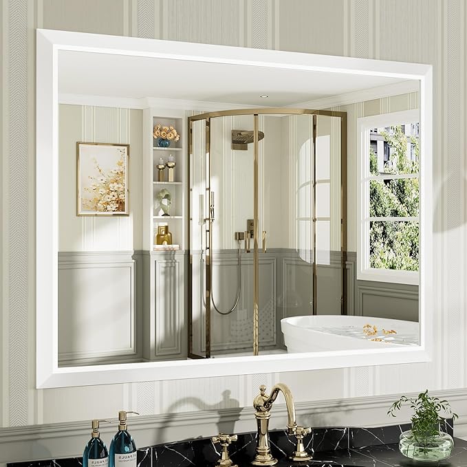 48x36 Inch White Bathroom Mirror