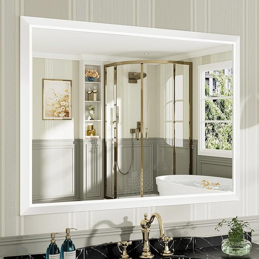 48x36 Inch White Bathroom Mirror