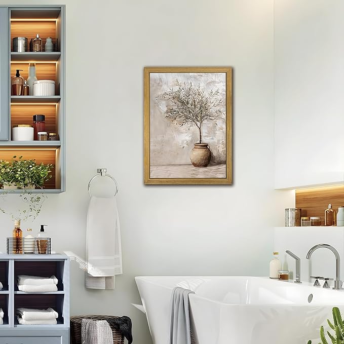 Vintage Olive Tree Canvas Wall Art, Farmhouse Aesthetic Oil Painting, Rustic