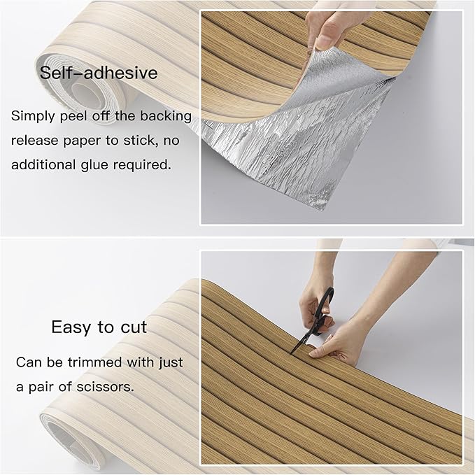 Peel and Stick PVC Slat Wall Panels, Wood Grain Self-Adhesive Soundproof