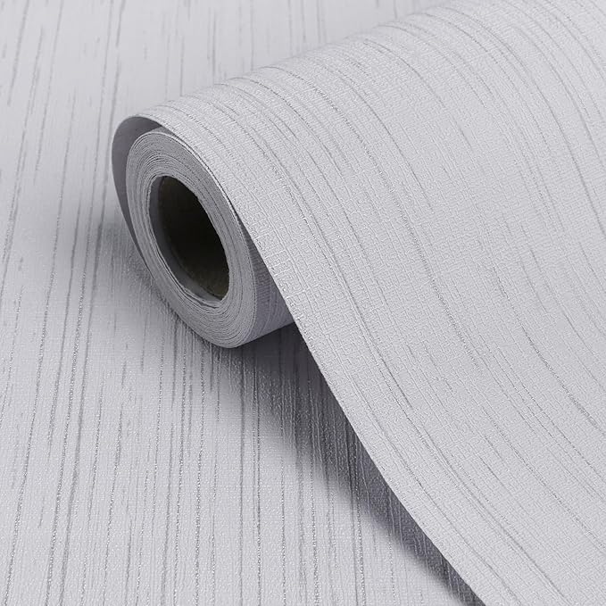 White Grasscloth Peel and Stick Wallpaper Texture Contact Paper A Set of 15.7"