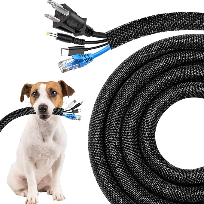 Secbolt Cord Protectors from Pets No Chew, 25ft - 1/2 inch Ultra Durable Cord Covers for Pets, Bite-Resistant Cable and Wire Protector for Cats, Dogs, Rabbits - Black