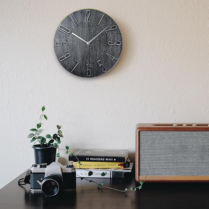 Wall Clock, Silent Clock, Wall Clocks Battery Operated， 12 inch Modern Wall