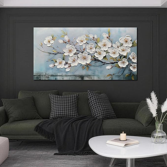 Anolyfi White Textured Flowers Wall Art