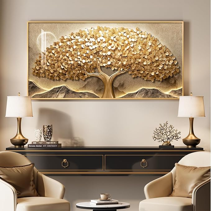 Large Framed Gold Tree of Life Wall Art