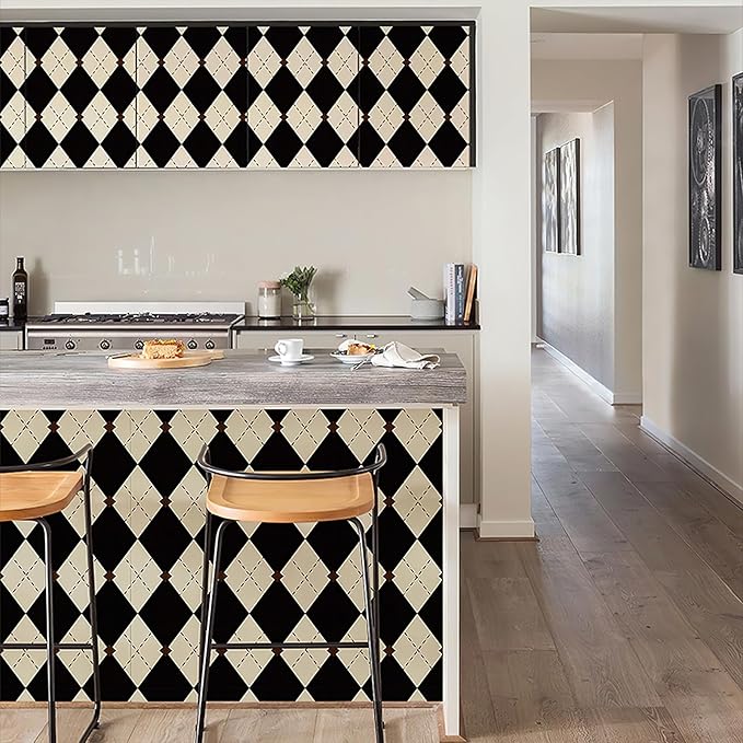 Simon&Siff Retro Checkered Peel and Stick Wallpaper Black and White Wallpaper