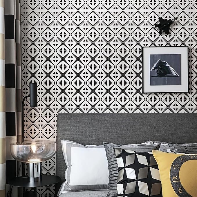 Jeweluck Black and White Peel and Stick Wallpaper Black and White Removable