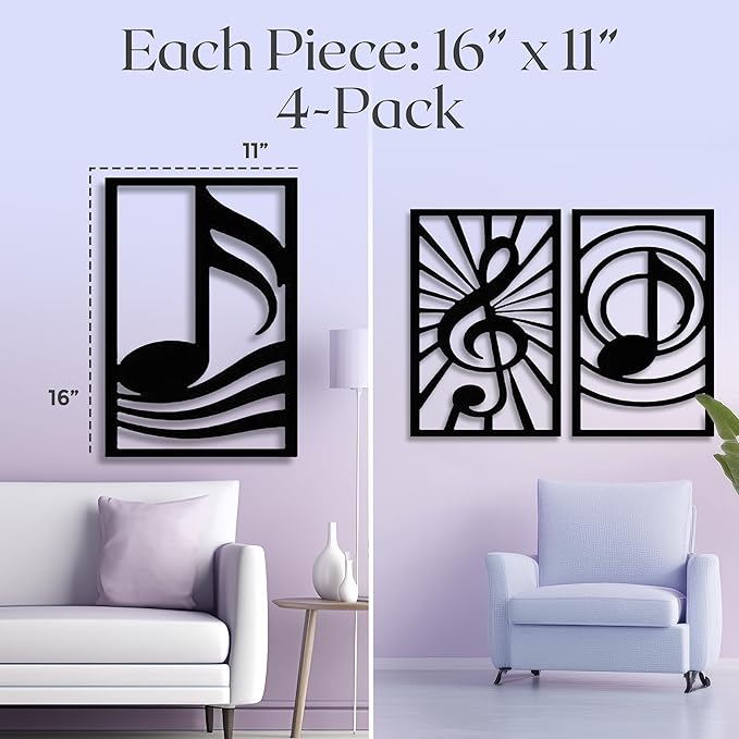 GALLERY GRACE Metal Wall Art Decor – 11" x 16" Set of 4 Single Line Abstract