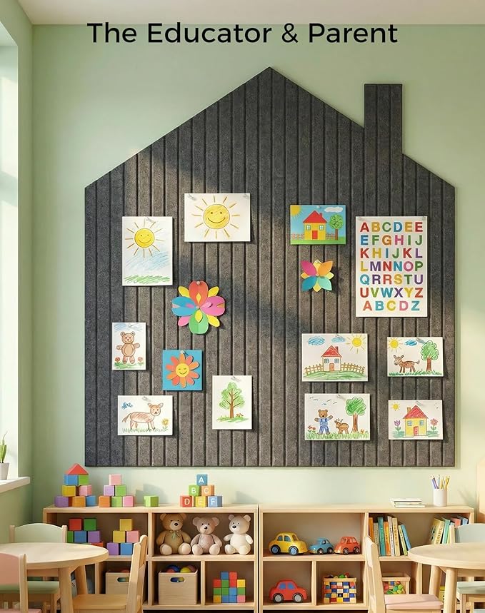 Aothia 12-Pack Felt Bulletin Board Tiles 48"x36", Modular Pin Board