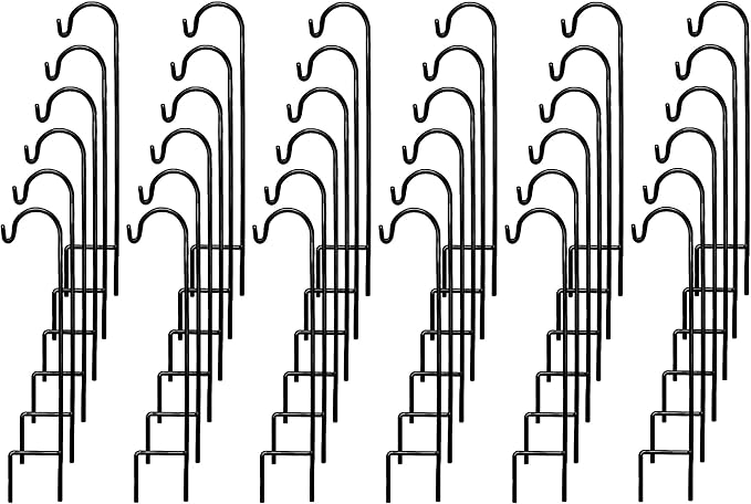 Ashman Shepherd's Hooks 35 Inch (36 Per Pack), Black, Made of Premium Metal for Hanging Solar Lights, Bird Feeders, Mason Jars, Christmas Lights, Lanterns, Garden Stakes and Wedding DÃ©cor.