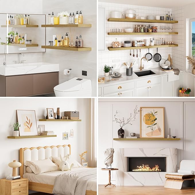 Heimlove Floating Shelves for Wall Set of 2, 9.3" Deep Wall Shelves, 39.4" W x
