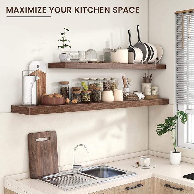 Floating Shelves for Wall 55 inch Long, Engineered Wood Large Wall Shelves