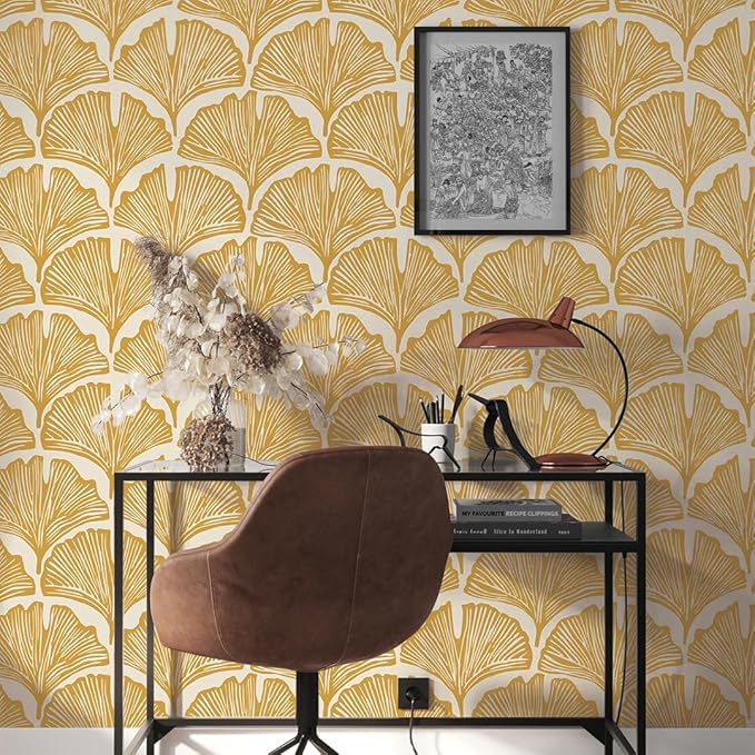 Tempaper x Novogratz Golden Mustard Feather Palm Removable Peel and Stick