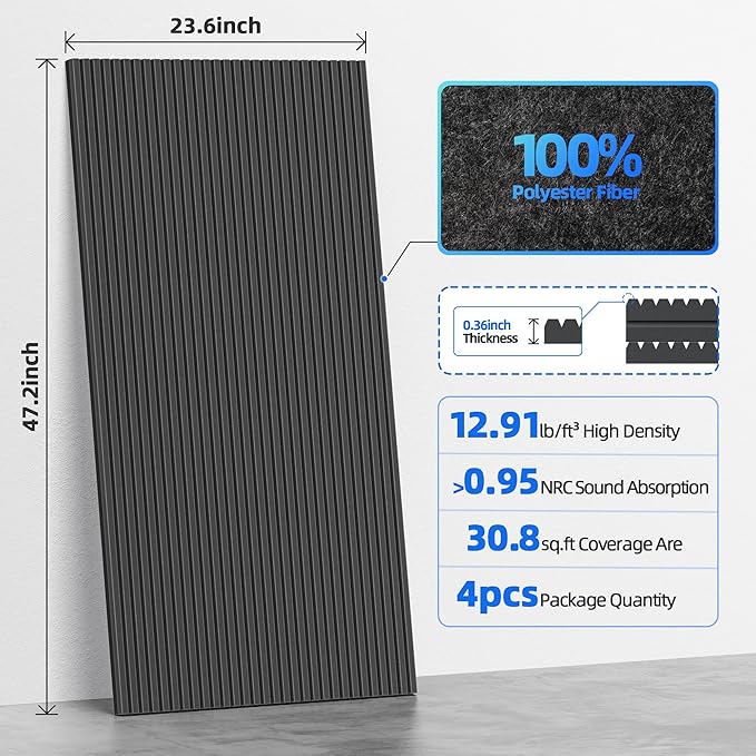 4 Pack Large Acoustic Panels Sound Absorbing