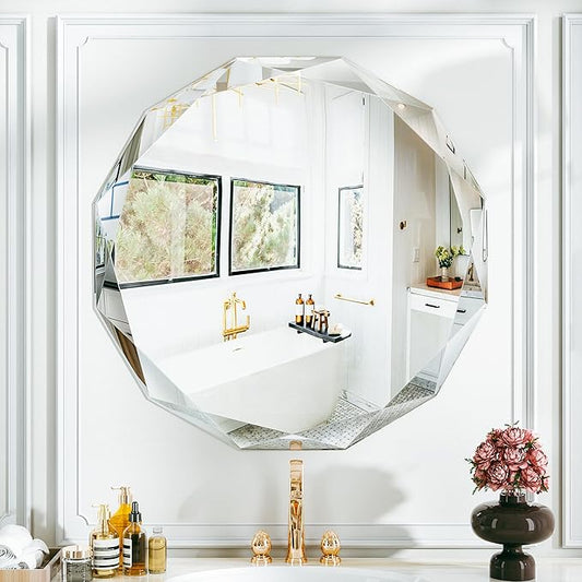 Suidia Bathroom Mirror, Frameless Bathroom Mirror