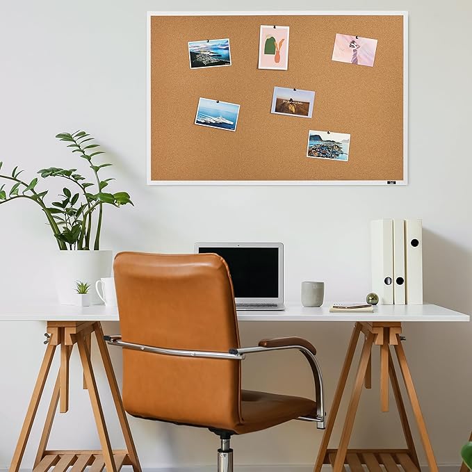 Mr. Pen- White Frame Cork Bulletin Board, Office Wall Cork Board