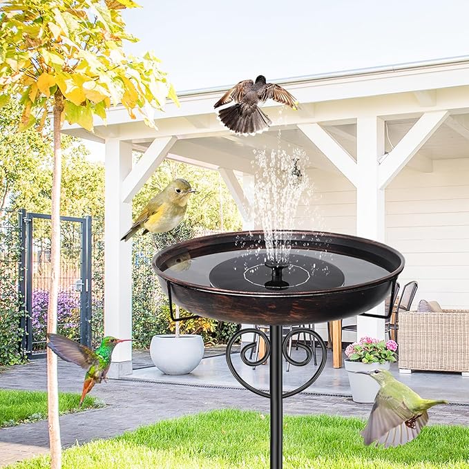 Bird Bath for Outside,Vintage Freestanding Bird Bath with Metal Stake Upgraded 5 Pronged Base Detachable Birdbaths Feeder Bowl for Outdoors Garden Patio Yard Lawn Decor (Vintage Bronze)