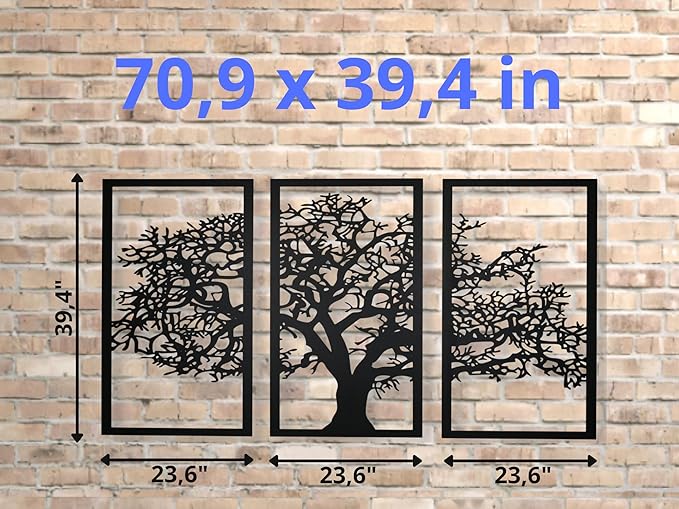 VAILLA Tree of Life Wall Art Decor Set of 3 Wall Hanging Sculpture Modern Wall
