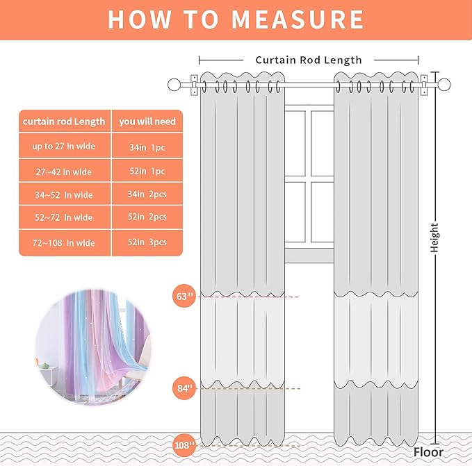 XiDi Curtains for Bedroom Decor, Kids Room Curtains for Girls Rainbow Colour