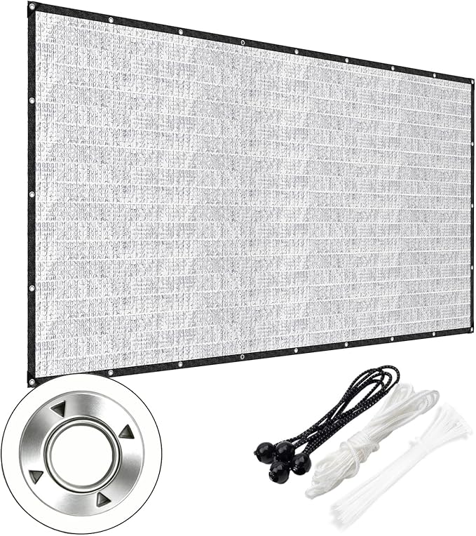 Aluminet Shade Cloth, 85% Heat Reflective Tarp for Blocking Sun with Reinforced Stainless Steel Grommets for Pergola Shade Cover, Garden, Cars, Dogs, Greenhouse, 10x10FT