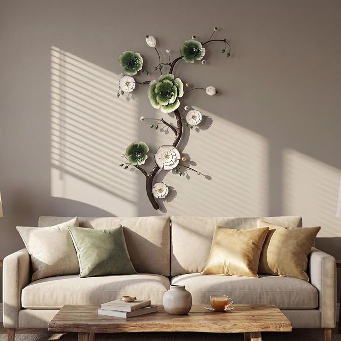 Large 3D Abstract Art Metal Flower Wall Art Main Colors Are White And Blue