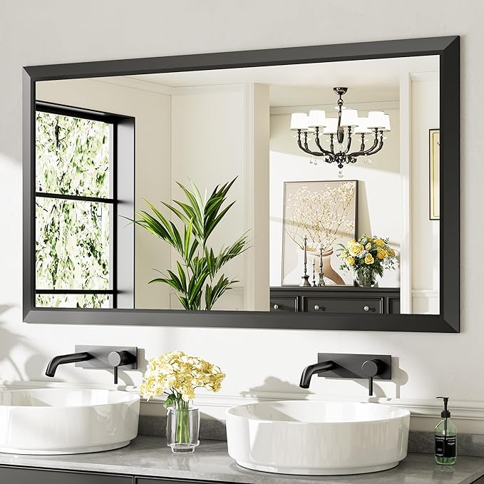 Briivue 55x32 Inch Black Bathroom Mirror