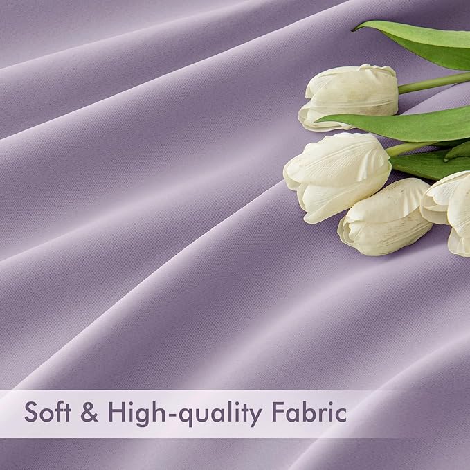 MIULEE Lilac Back Tab Blackout Curtains 102 Inch Long 2 Panels Set