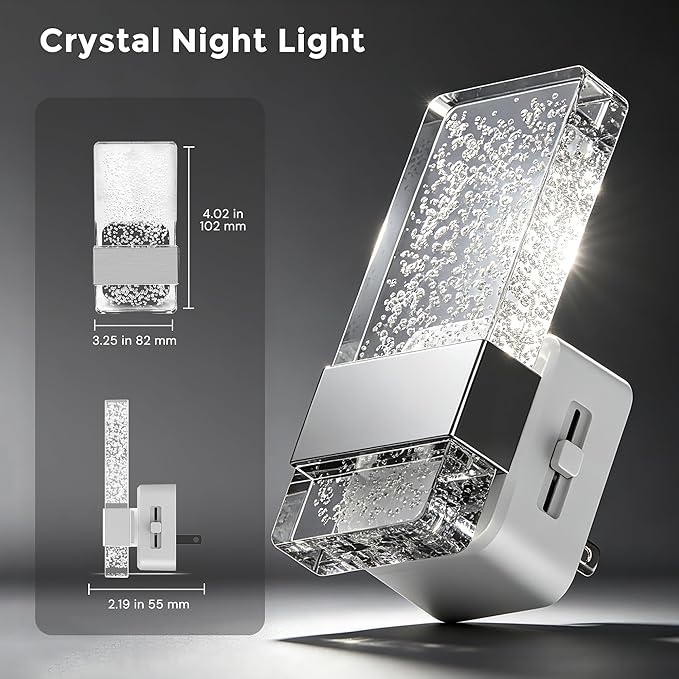 L LOHAS LED Night Light, Dimmable Night Lights Plug into Wall, 2 Pack Acrylic
