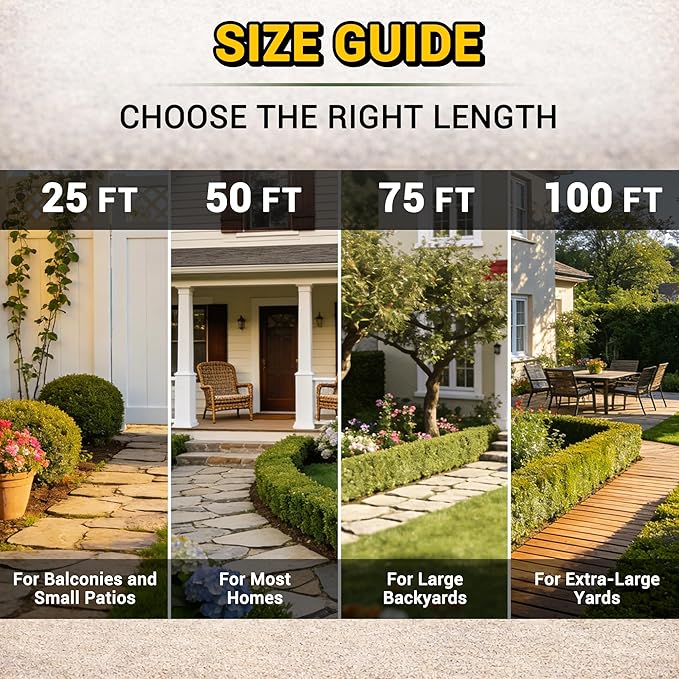 TheFitLife Garden Hose 75 ft - Heavy Duty 75ft Non-Expandable Outdoor Water Hose, Non Kinking, Lightweight, Extended Reach Without Extra Weight, 1/2 id x 75 feet