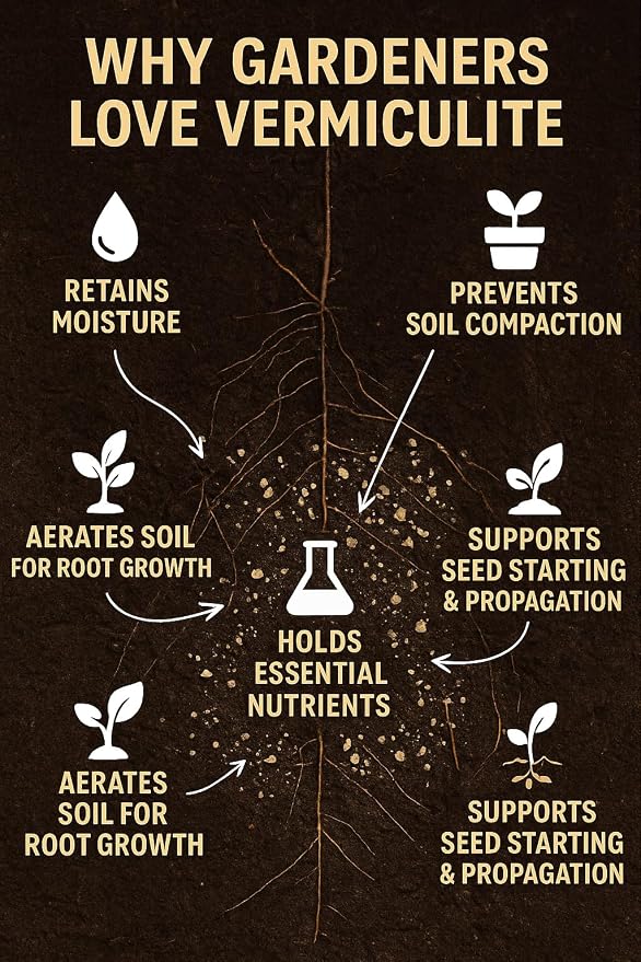 Horticultural Organic Vermiculite for Plants - Medium Grade - Natural Soil Additive for Gardening, Houseplants, Mushrooms, Potted Plants, Hydroponics, Terrariums (3 Quart)
