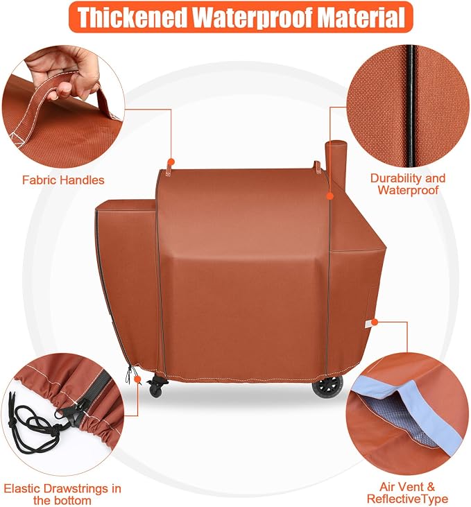 QuliMetal Grill Cover for Pit Boss Competition Series 1600, Pro Series 1600 Elite Wood Pellet Grill, PB1600CS, PB1600PS2, PB1600PSE, 600D Waterproof Fade Resistant Pit Boss 1600 Grill Cover, Brown