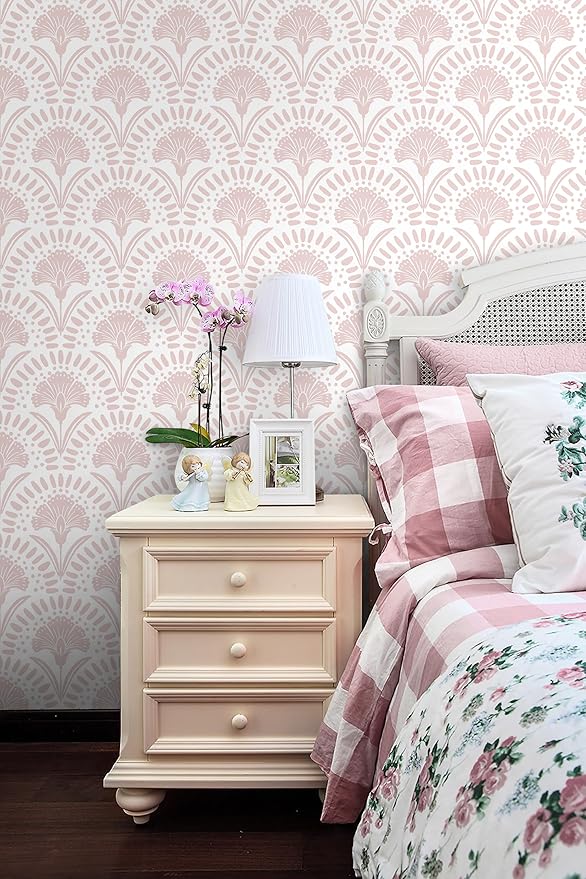 Timeet 17.7 in × 78.7 in Boho Peel and Stick Wallpaper Pink Floral Contact
